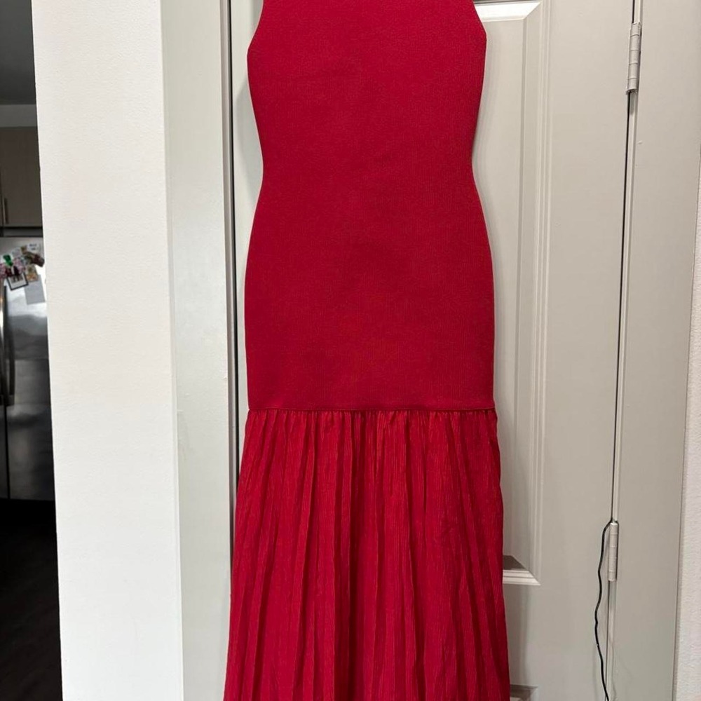 NWT Zara Red Long Combination Knit Dress